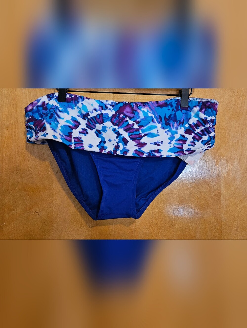 Cole Of California Blue Bikini Bottom with Purple & Aqua Tie-Dye Waistband Xl